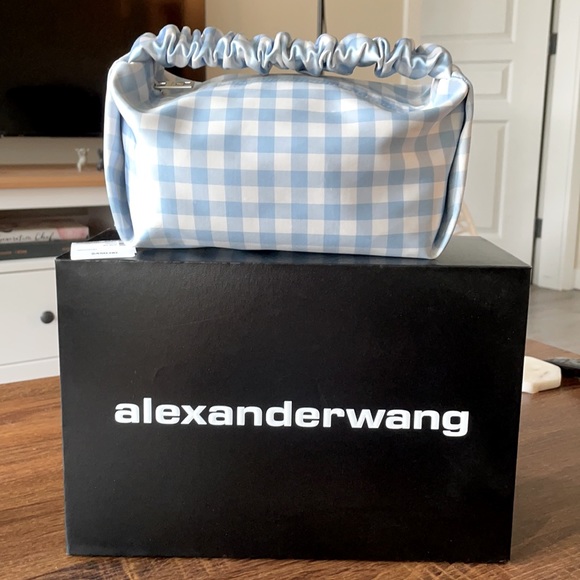 alexander wang blue and white check mini scrunchie bag - Picture 3 of 8